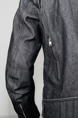 Men's Black Denim Motorcycle Jacket - Cafe Racer Inspired Men's Black Denim Motorcycle Jacket - Cafe Racer Inspired