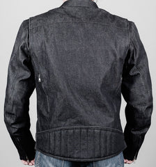 Men's Black Denim Motorcycle Jacket - Cafe Racer Inspired Men's Black Denim Motorcycle Jacket - Cafe Racer Inspired