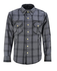 Altimate Men's Grey and Black Flannel Motorcycle Shirt Altimate Men's Grey and Black Flannel Motorcycle Shirt