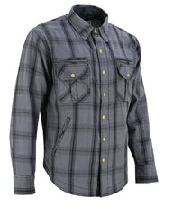 Altimate Men's Grey and Black Flannel Motorcycle Shirt Altimate Men's Grey and Black Flannel Motorcycle Shirt
