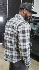 Altimate Men's White Flannel Motorcycle Shirt Altimate Men's White Flannel Motorcycle Shirt