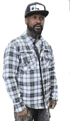 Altimate Men's White Flannel Motorcycle Shirt Altimate Men's White Flannel Motorcycle Shirt