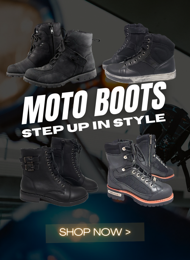 Motorcycle Boots with side zipper entry leather uppers