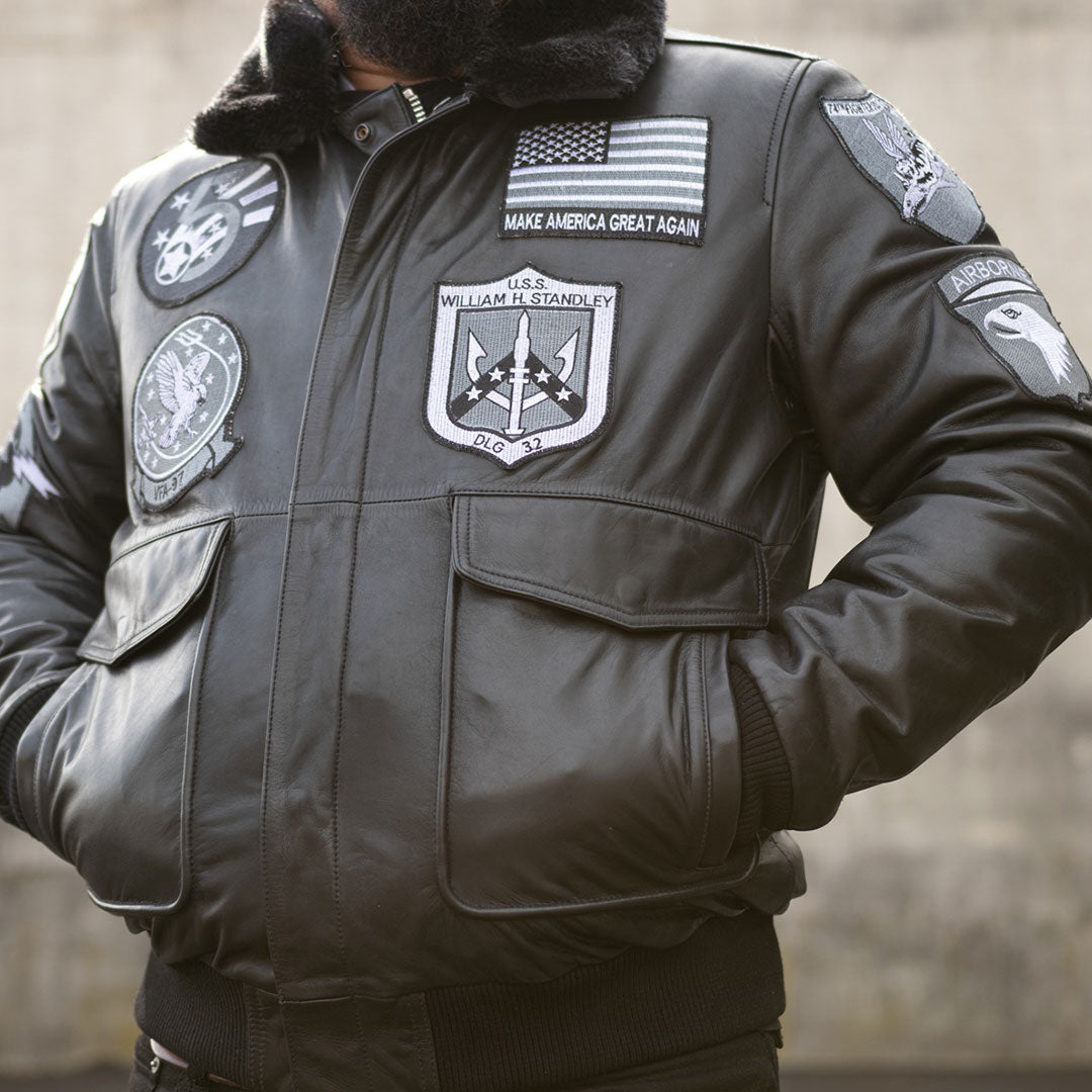 Peacekeeper™ MAGA Leather Bomber Jacket