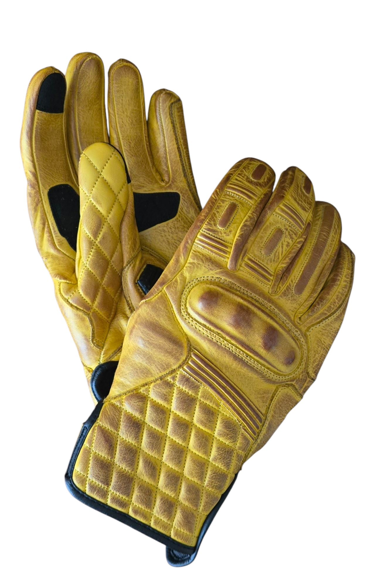 waxed motorcycle gloves yellow
