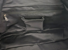 Close-up of a dark gray fabric with a zipper and pocket