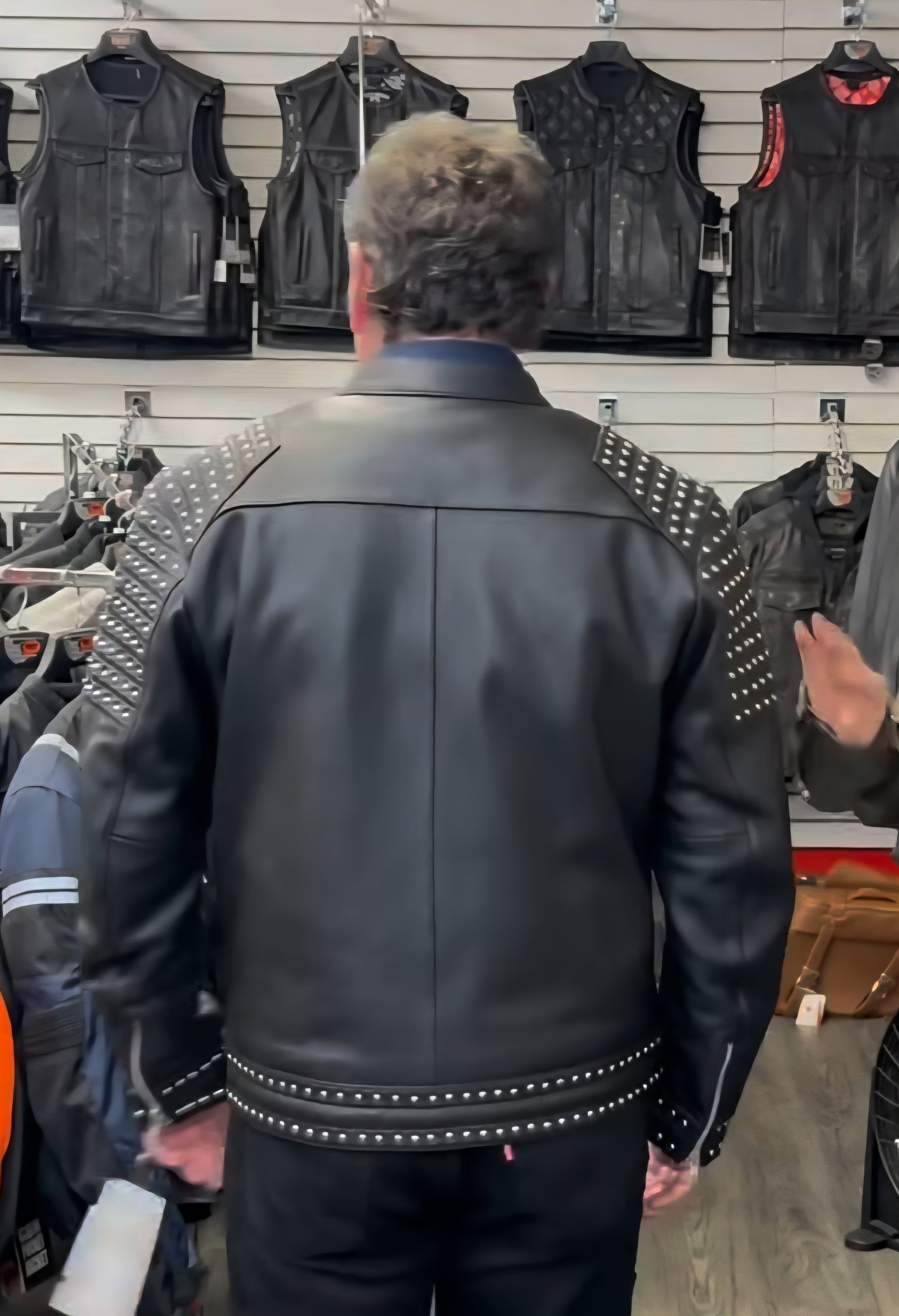 Leather fachine jacket