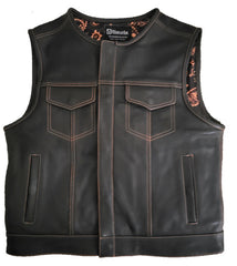 Low Rider Orange Stitched Leather Vest