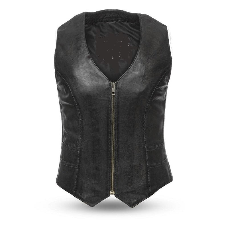 Savannah Women's Motorcycle Western Style Leather Vest