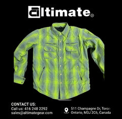 Altimate Men's Hi Viz Green Flannel Motorcycle Shirt