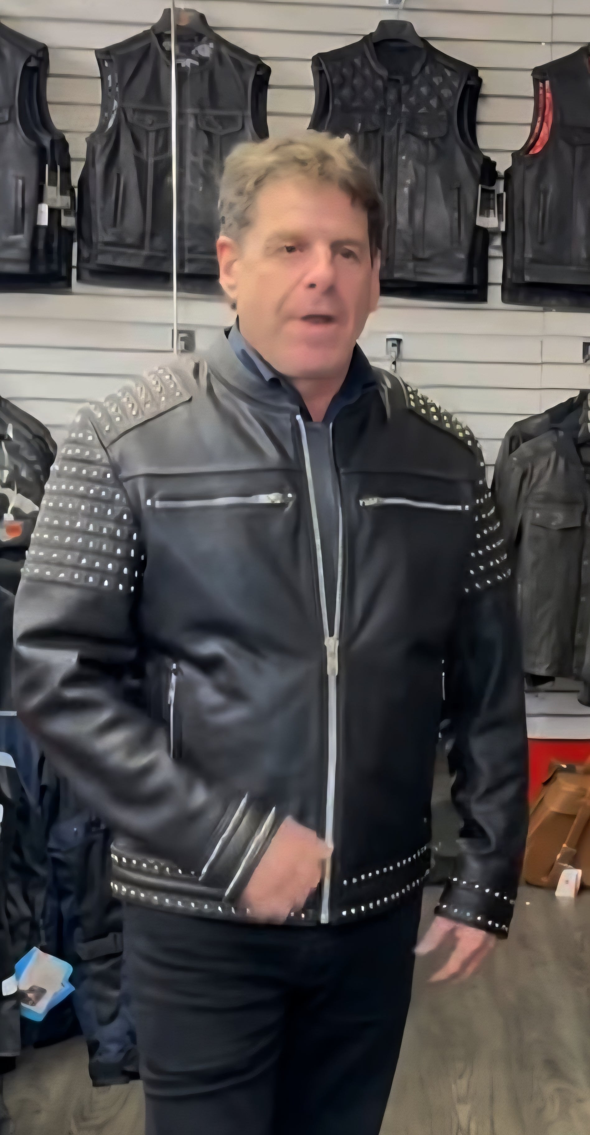 Mens leather stud jacket