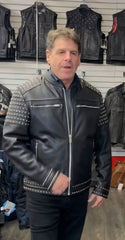 Mens leather stud jacket