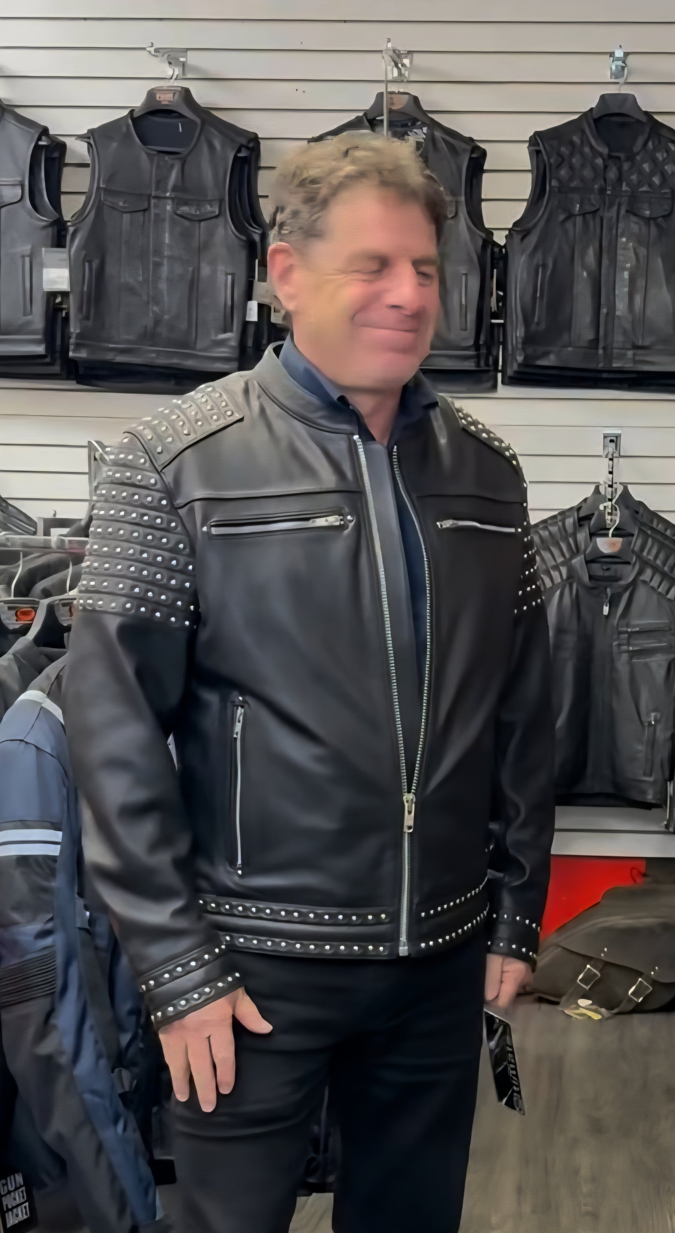 Mens leather stud jacket