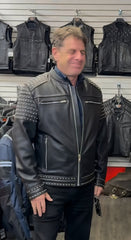 Mens leather stud jacket
