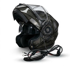 Snowmobile Helmet Black Carbon Style