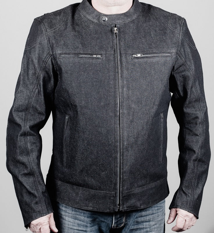 Men's Black Denim Motorcycle Jacket - Cafe Racer Inspired