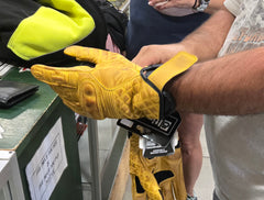 Motorcycle gloves that just slip on and velcro closure