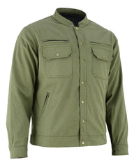 Olive coloured jacket front profile