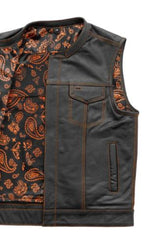 Low Rider Orange Stitched Leather Vest