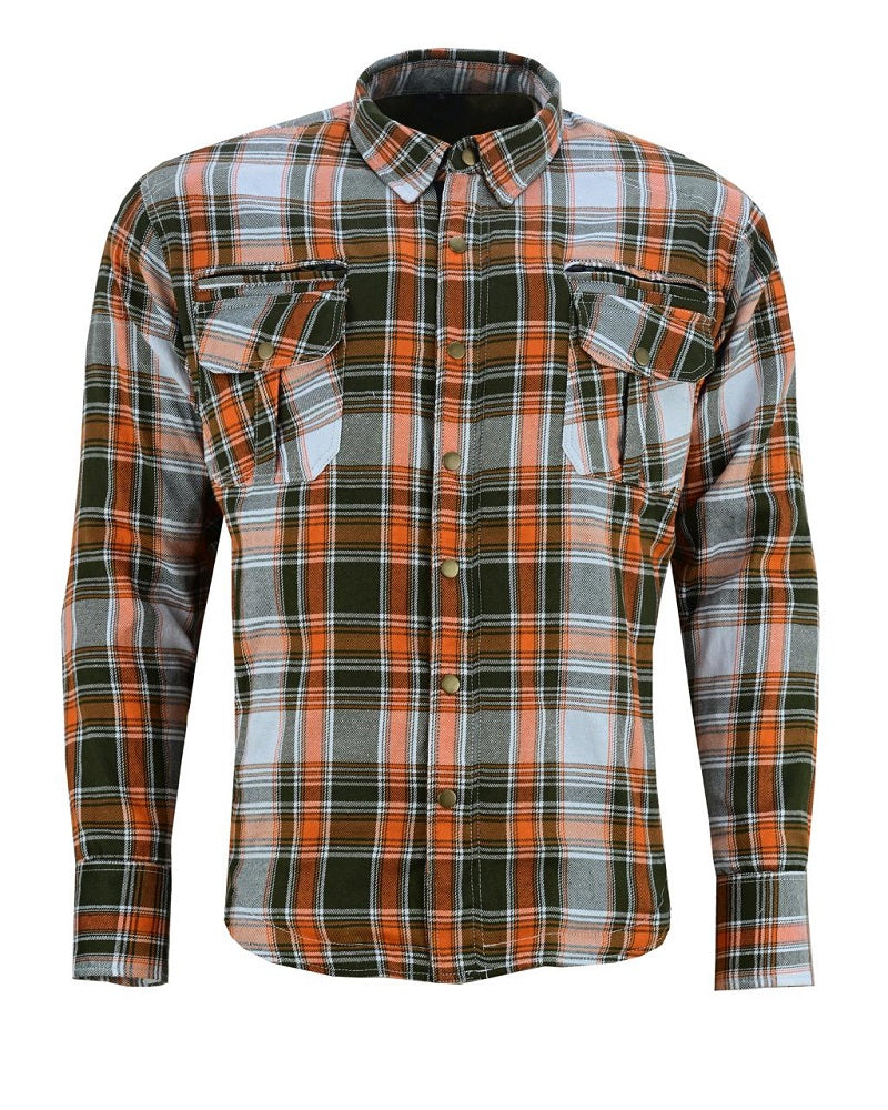 altimate Orange Flannel Motorcycle Mens Shirt