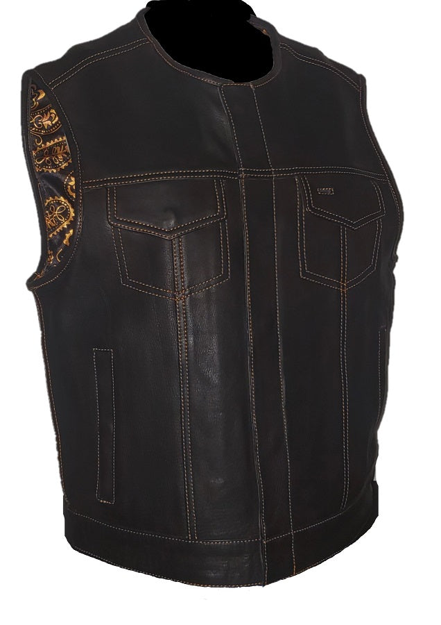 Low Rider Orange Stitched Leather Vest