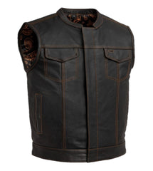 Low Rider Orange Stitched Leather Vest
