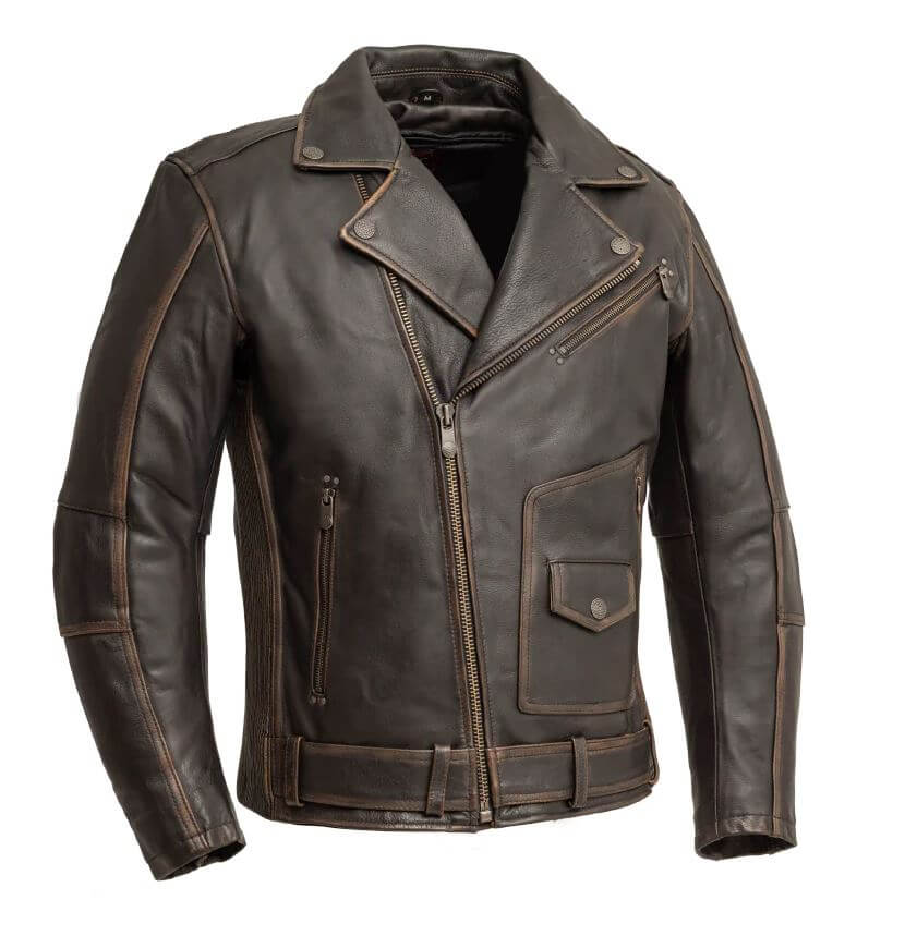 Vintage Distressed Leather Asymmetrical Jacket - Maker of Jacket