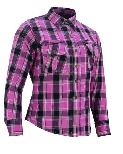 womens armoured motorcycle pink shirt flannal