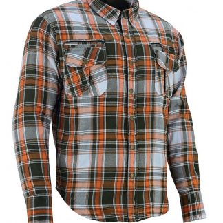 Mens Orange flannal motorcycle shirt